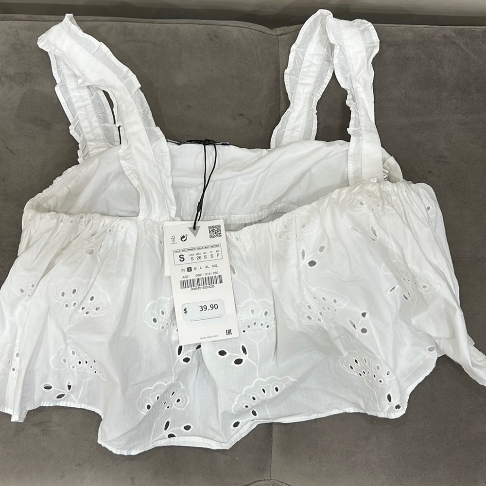 Zara, Small, White, Crop Top